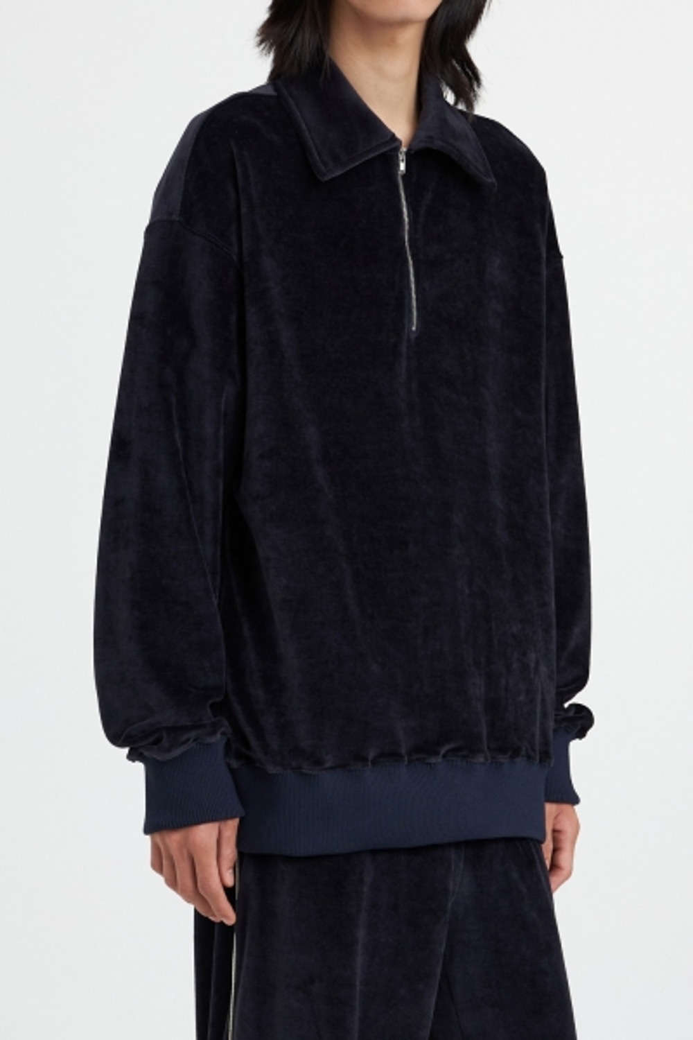 Oversized Half-zip Sweatshirt_Navy